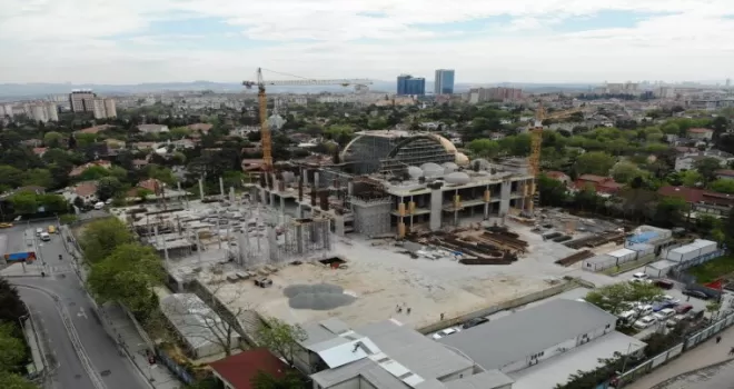 (Özel) İnşaatı devam eden Levent Cami drone ile havadan görüntülendi
