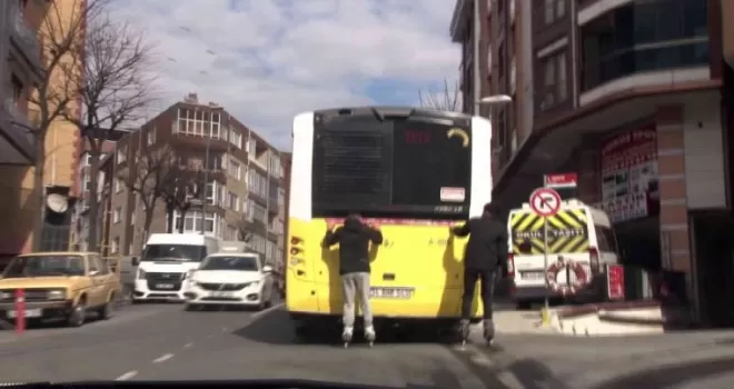 Patenli gençlerin yokuşta tehlikeli yolcuğu
