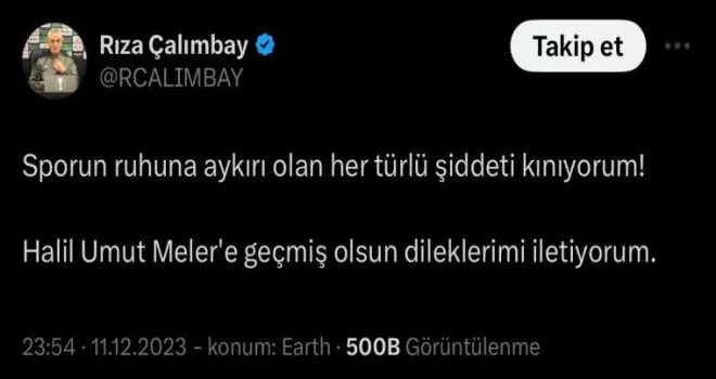 Rıza Çalımbay’dan, Halil Umut Meler açıklaması
