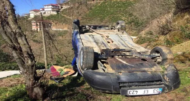 Rize’de kontrolden çıkan araç 50 metre yükseklikten aşağıya uçtu: 2 yaralı
