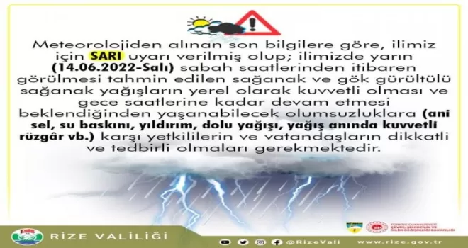 Rize Valiliğinden sel uyarısı yapıldı
