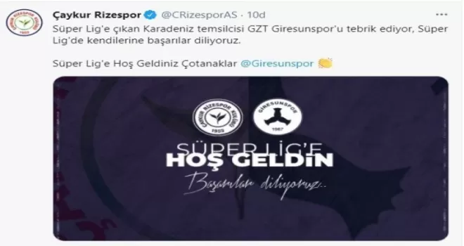 Rizespor’dan Giresunspor ve Adana Demirspor mesajı
