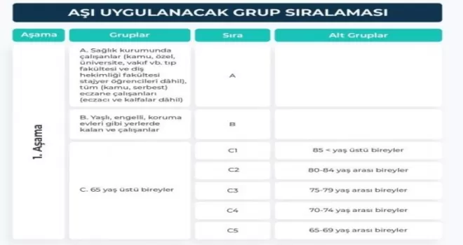 Sağlık Bakanlığı, Covid-19 aşısı uygulanacak grupların detaylarını yayınladı.
