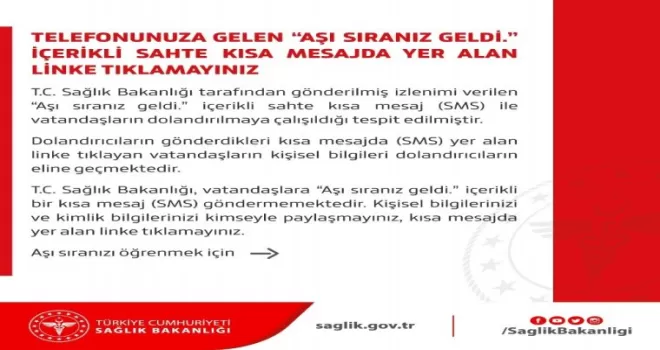 Sağlık Bakanlığından "sahte kısa mesaj" uyarısı
