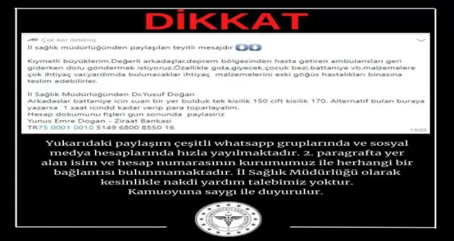 Sahte yardım “IBAN“larına dikkat

