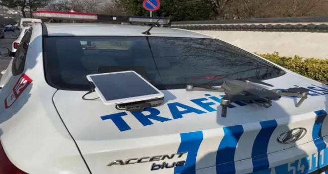 Sarıyer’de dron’lu trafik denetimi