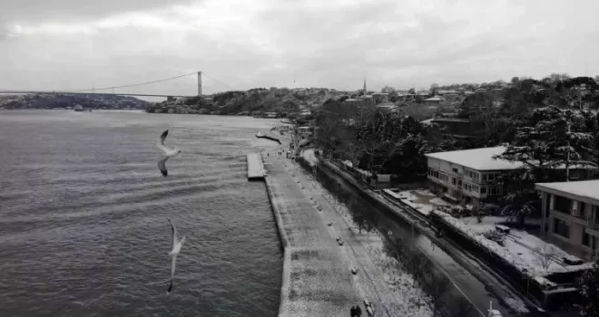 Sarıyer’de kartpostallık kar manzarası drone ile görüntülendi
