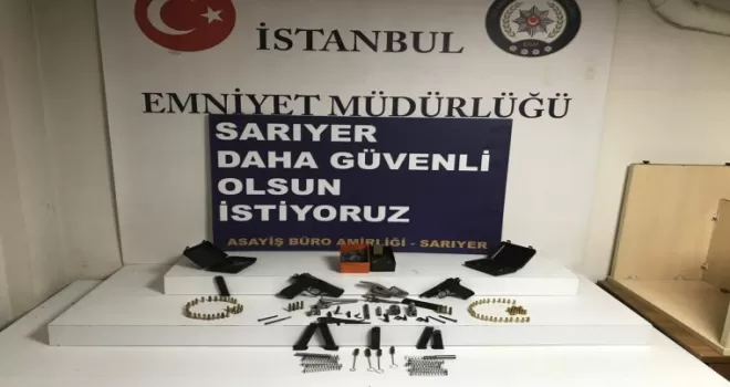 Sarıyer’de silah imalathanesine baskın kamerada
