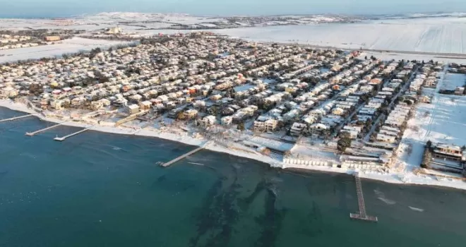 Silivri’de kartpostallık kar manzaraları
