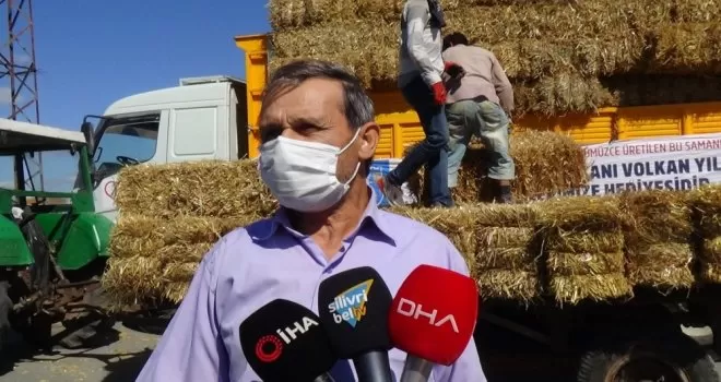 Silivri’de köy köy 3 bin 200 balya ücretsiz saman dağıtıldı
