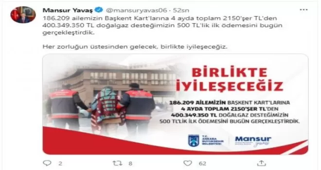 Sosyal yardım alan ailelere ilk doğalgaz ödemesi yatırıldı
