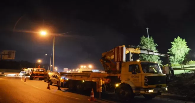TEM Otoyolu yüksek gerilim hattındaki çalışma devam ediyor
