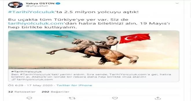THY tarihi uçuş 2.5 milyon yolcuya ulaştı