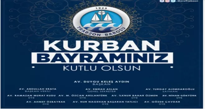 Trabzon Barosu Bayram tebriği