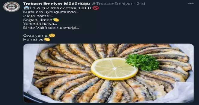 Trabzon Emniyeti’nden Ceza yerine hamsi ye uyarısı! 