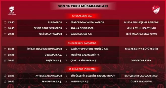 Türkiye Kupası programı açıklandı
