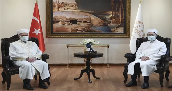 Diyanet İşleri Başkanı Erbaş, Bulgaristan Başmüftüsü’nü kabul etti