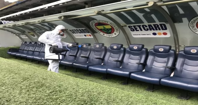 Ülker Stadyumu’nda korona virüse karşı dezenfekte çalışması
