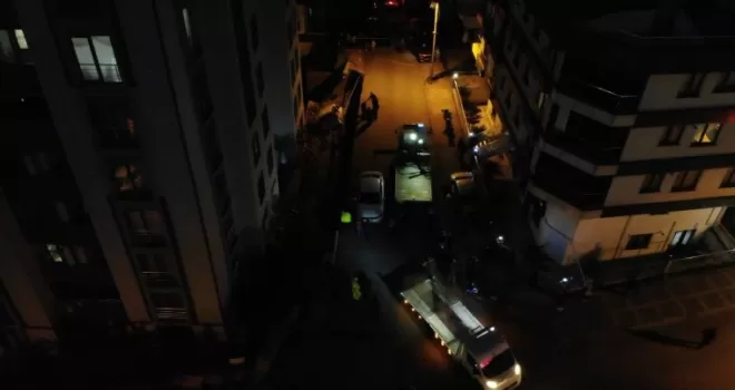 Ümraniye’de çöken istinat duvarı havadan görüntülendi
