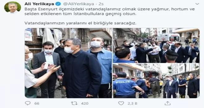 Vali Yerlikaya’dan selden etkilenen vatandaşlara “geçmiş olsun” mesajı
