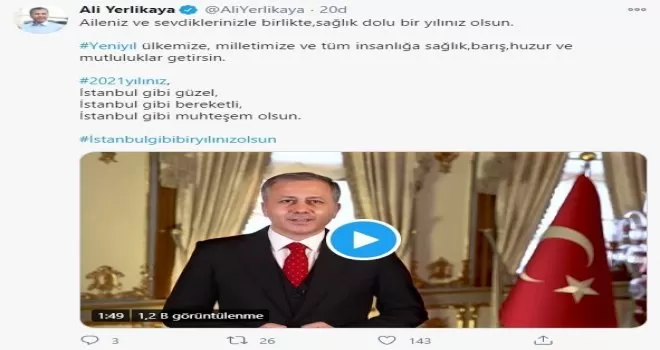 Vali Yerlikaya’dan yeni yıl mesajı
