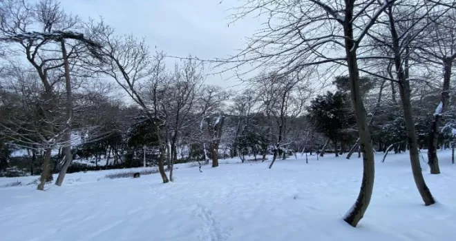Yıldız Parkı’ndaki kar manzarası böyle görüntülendi

