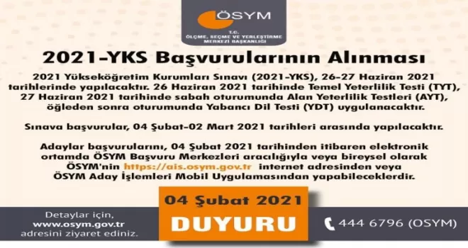 YKS başvuru tarihleri açıklandı
