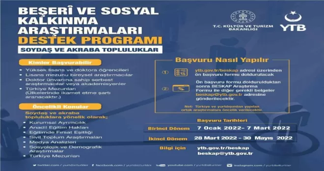 YTB’den kardeş topluluklara yönelik bilimsel çalışmalara destek
