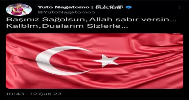 Yuto Nagatomo: “Başınız sağ olsun, Allah sabır versin, kalbim, dualarım sizlerle“
