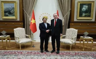 Cumhurbaşkanı Erdoğan, Vietnam Başbakanı Pham Minh Chinh’i Cumhurbaşkanlığı Külliyesi’nde kabul etti.

