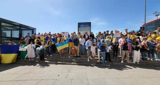 Beyoğlu’nda Ukraynalılardan savaş karşıtı protesto
